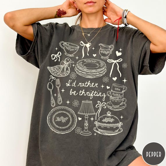 Vintage Thrifting Comfort Colors® T-Shirt, Grandmacore Kitchen Shirt, Antique Lover Tshirt, Cottagecore Goose Tee, Trendy Thrifter Gift