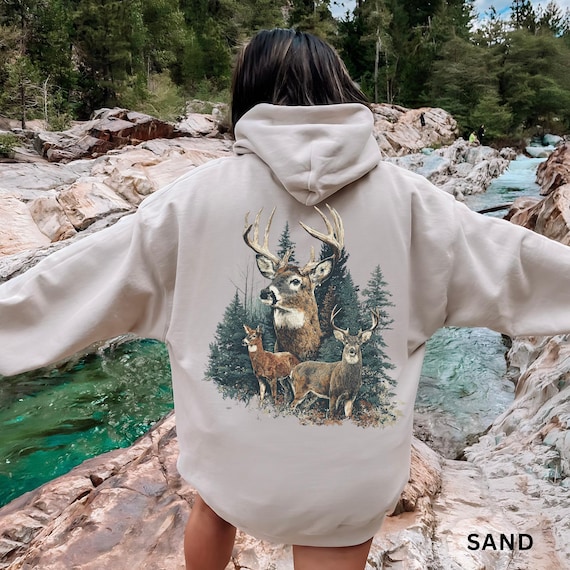 Vintage Deer Hoodie: Unisex Retro Nature Shirt, Outdoorsy Deer Hunting Sweatshirt