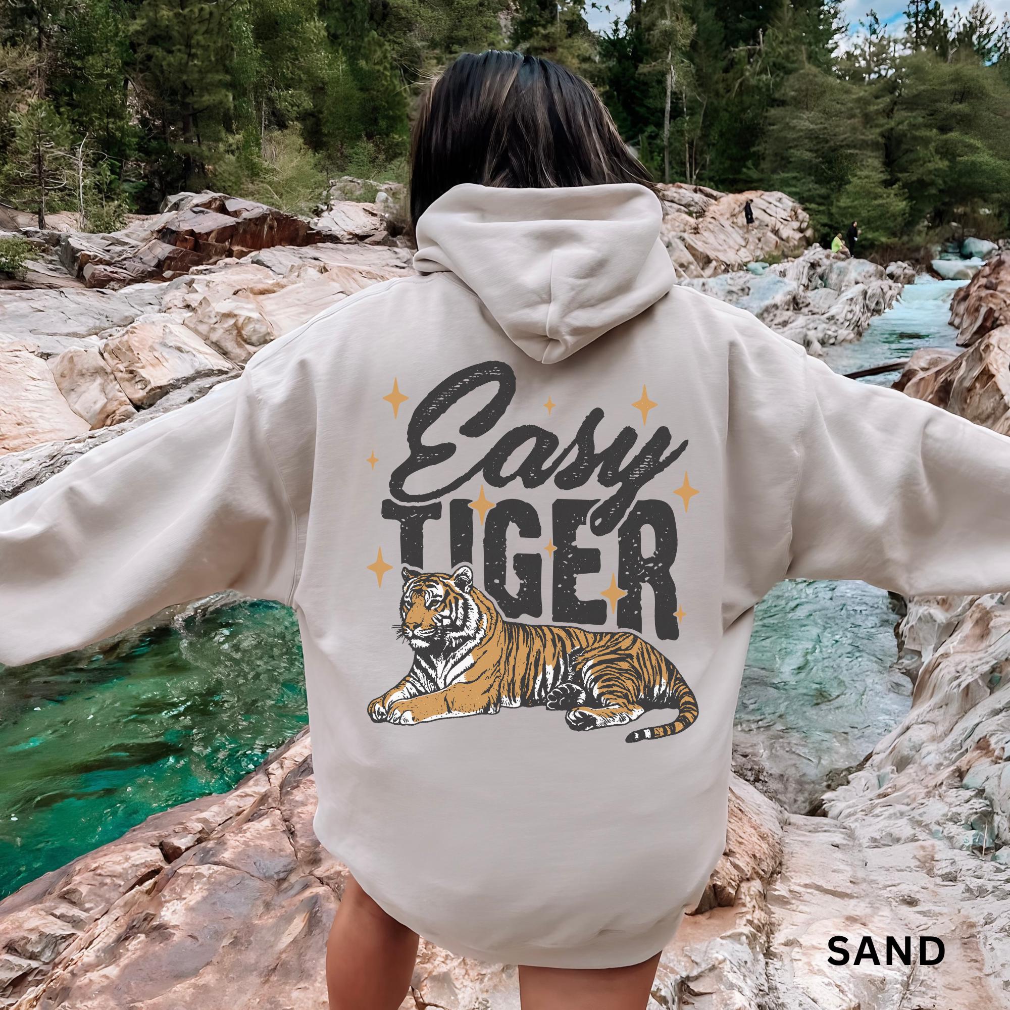 Easy Tiger Hoodie, Vintage Graphic Tiger Unisex Shirt, Retro
