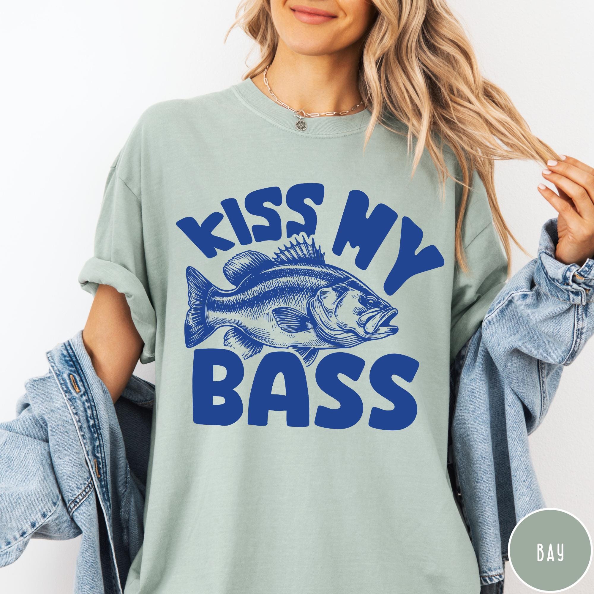 Retro Kiss My Bass Comfort Colors® T-shirt, Vintage Fishing Shirt