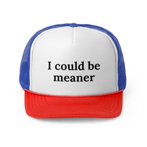 Gorra de camionero "Podría ser más malo", gorra de camionero divertida para mujer, gorra de camionero Otto, gorra sarcástica, gorra de camionero moderna, gorra minimalista de salud mental Blue/Red