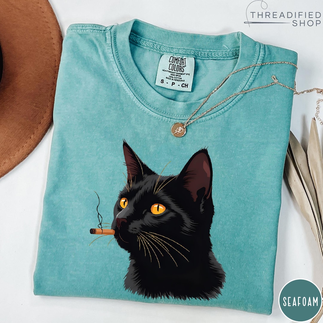 cat cigarette shirt Cat Smoking Comfort Colors® Shirt, Funny Cat Tshirt, Grunge Aesthetic  Shirt, Graphic Retro Vintage T Shirt, Funny Cat Lover Gift, Cat Tee