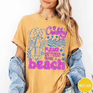 Si estás de mal humor, por favor regresa a la playa. Camiseta Comfort Colors®, camiseta divertida para la playa, camiseta retro de verano, camiseta con estampado costero, regalo para amantes de la playa. Mustard