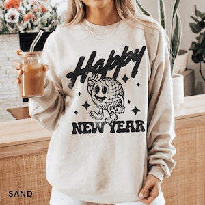 Retro New Years Eve Sweatshirt, Happy New Year Shirt, New Years Party Shirt, Trendy Matching New Years Shirt, Holiday Sweatshirt, Disco Ball