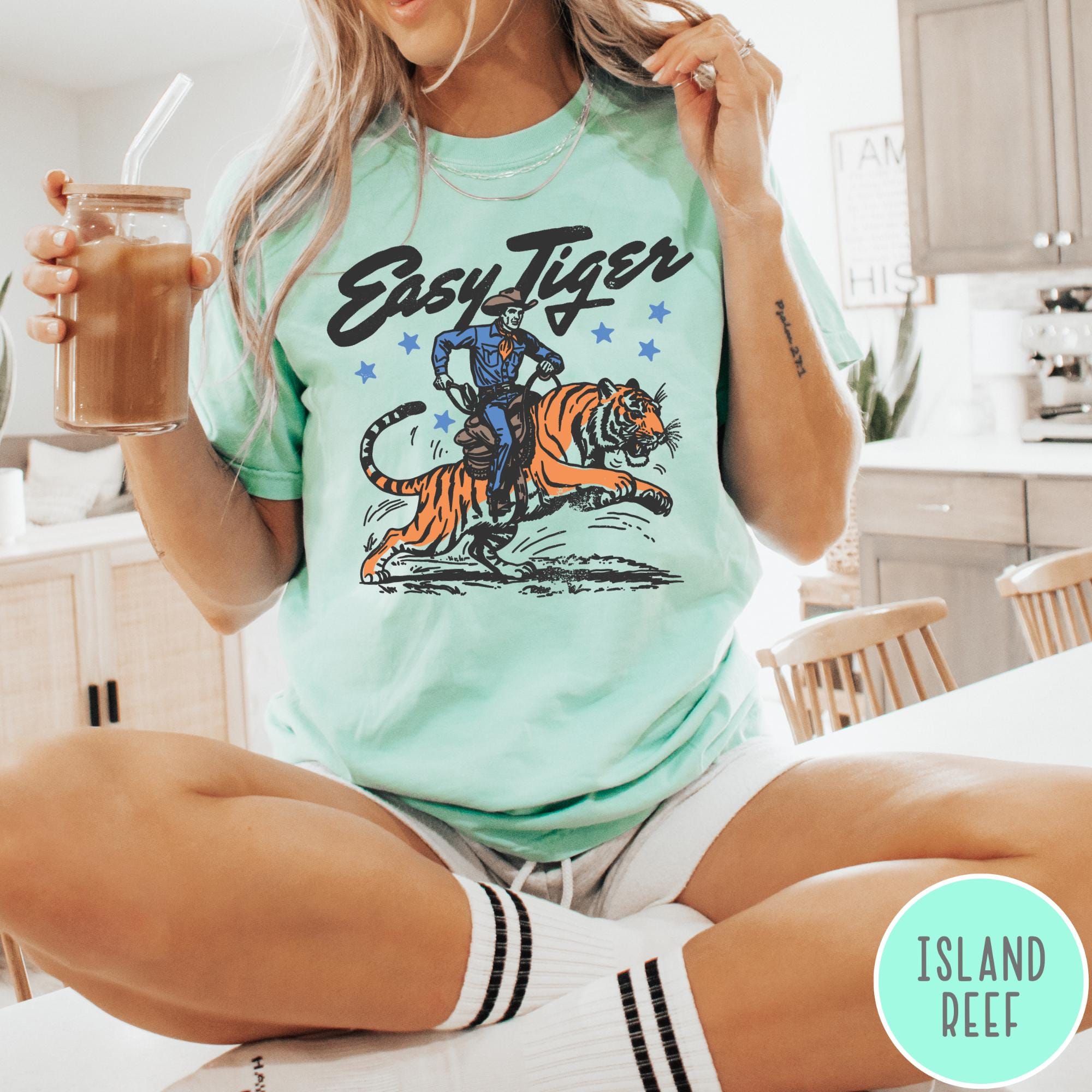 Easy Tiger Tee Comfort Colors®, Trendy Vintage Tiger T Shirt
