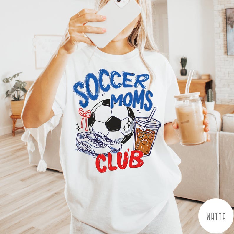 Soccer Moms Club Comfort Colors® T-Shirt, Gameday Doodle Soccer Tee, Trendy Women's Soccer Shirt, Sports Mom Shirt, Game Day Tee image 19