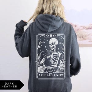 Cat Lover Tarot Card Hoodie, Funny Cat Shirt, Cat Lover Gift, Oversized Hoodie, Aesthetic Graphic Retro Vintage Shirt, Cat Lover Sweatshirt Dark Heather
