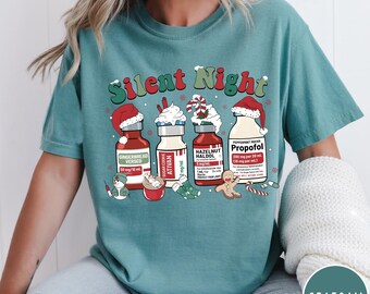 Silent Night Comfort Colors® Christmas Shirt: Funny Nurse Holiday