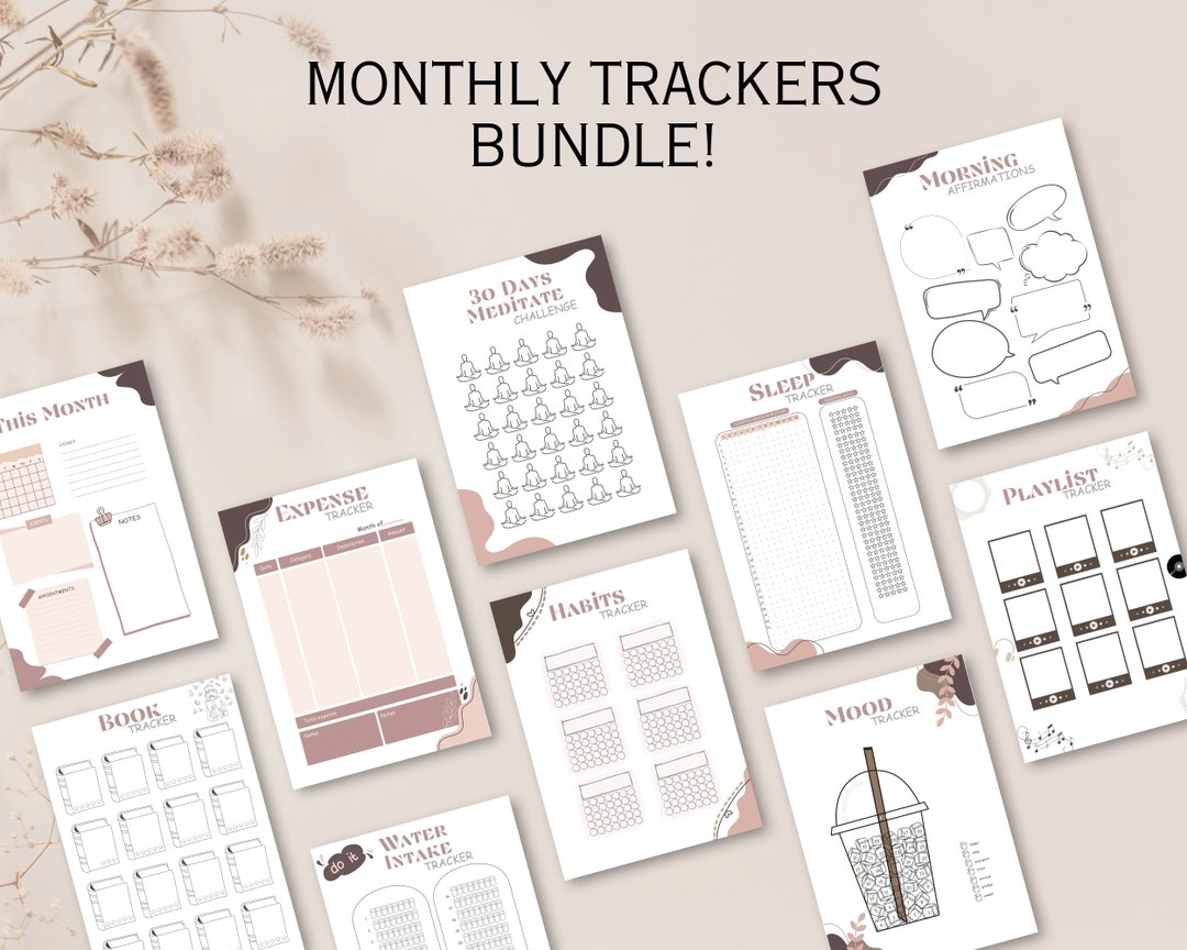 Monthly Trackers Bundle - PRINTABLE A5 Bullet Journal - Etsy