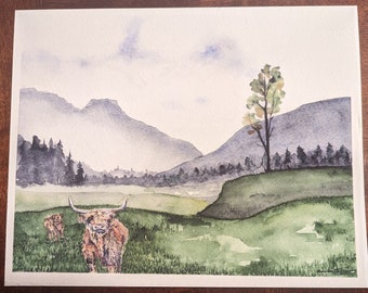 Highland Cow Landscape Limited Giclee Print