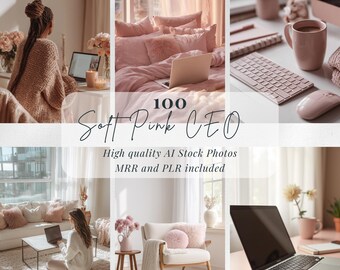 Soft Pink CEO Stock Photos – Feminine Work From Home Bundle (Digital Download)