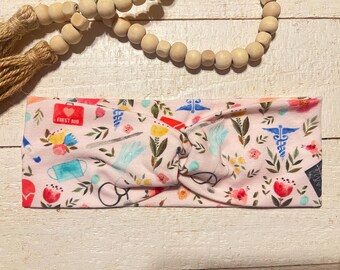 Floral Healthcare Twist Headband