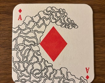 Card coaster with hand drawn design