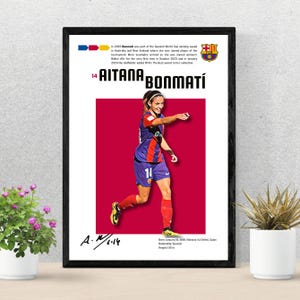 Aitana Bonmatí Barcelona Digital Assinado Pôster Arte de Parede Decoração de Quarto, Tamanho A3 - 01