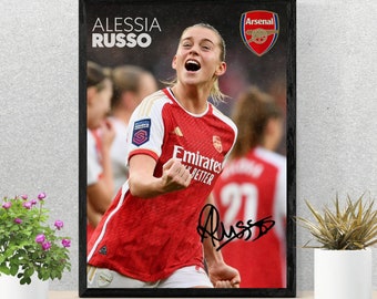 Alessia Russo Arsenal Digital Signed Poster Wall Art Bedroom Decor, Size A3 - 03