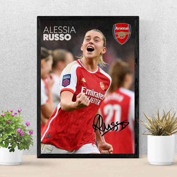 Alessia Russo Arsenal Digital Signed Poster Wall Art Bedroom Decor, Size A3 - 03