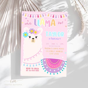 Llama Party Birthday Invitation, Fiesta Llama Party Invitation, Alpaca Birthday Invitation, Llama Fun Birthday Party Invitation