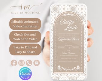 Cielito Lindo Brown Baby Shower Invitation, Mexican Talavera Baby Shower Animated Invitation, Papel Picado Baby Shower Video Invite