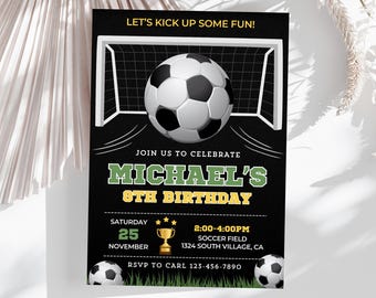 Editable Soccer Birthday Party Invitation (Digital Download)