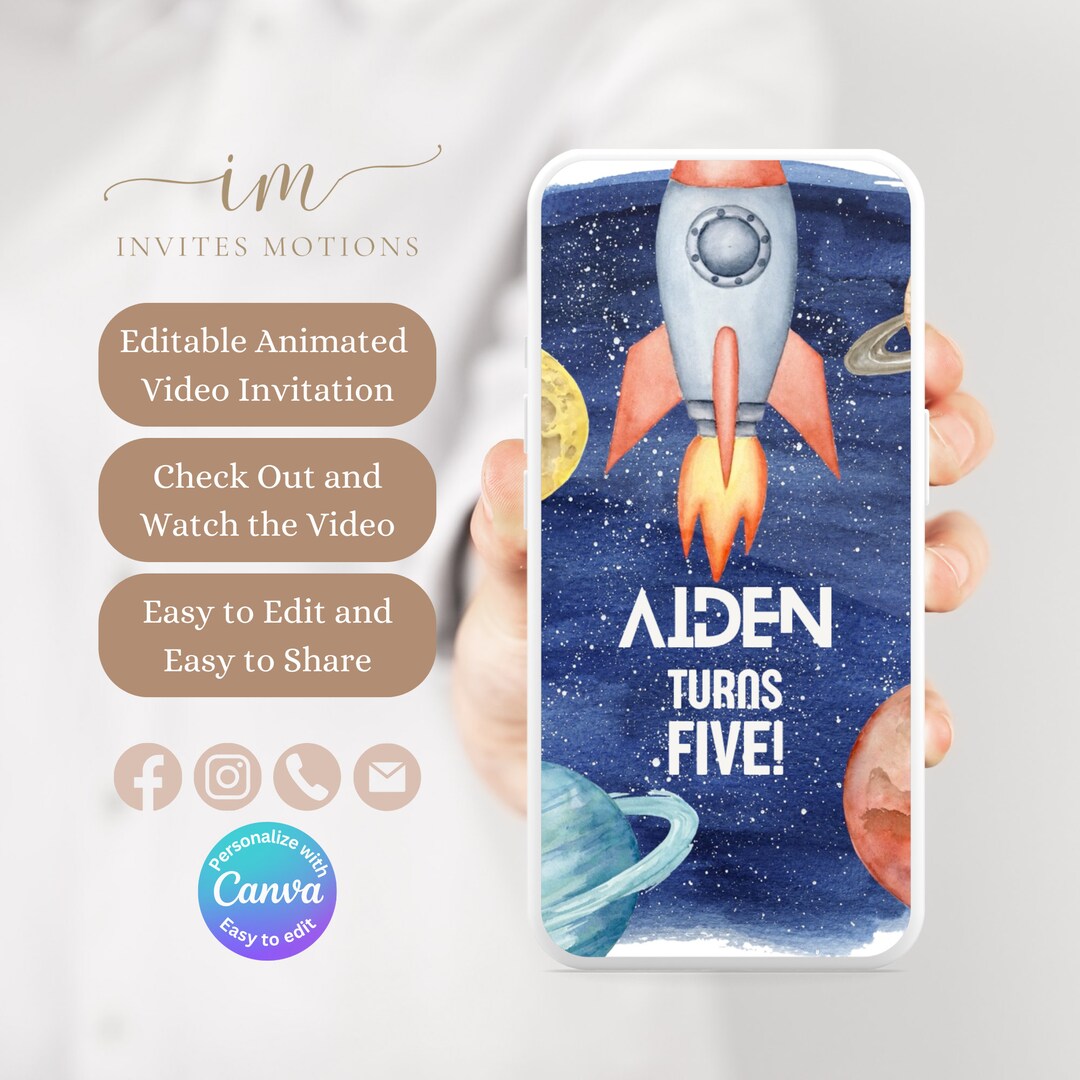 Outer Space Birthday Invite Editable Planets Birthday Text Message ...