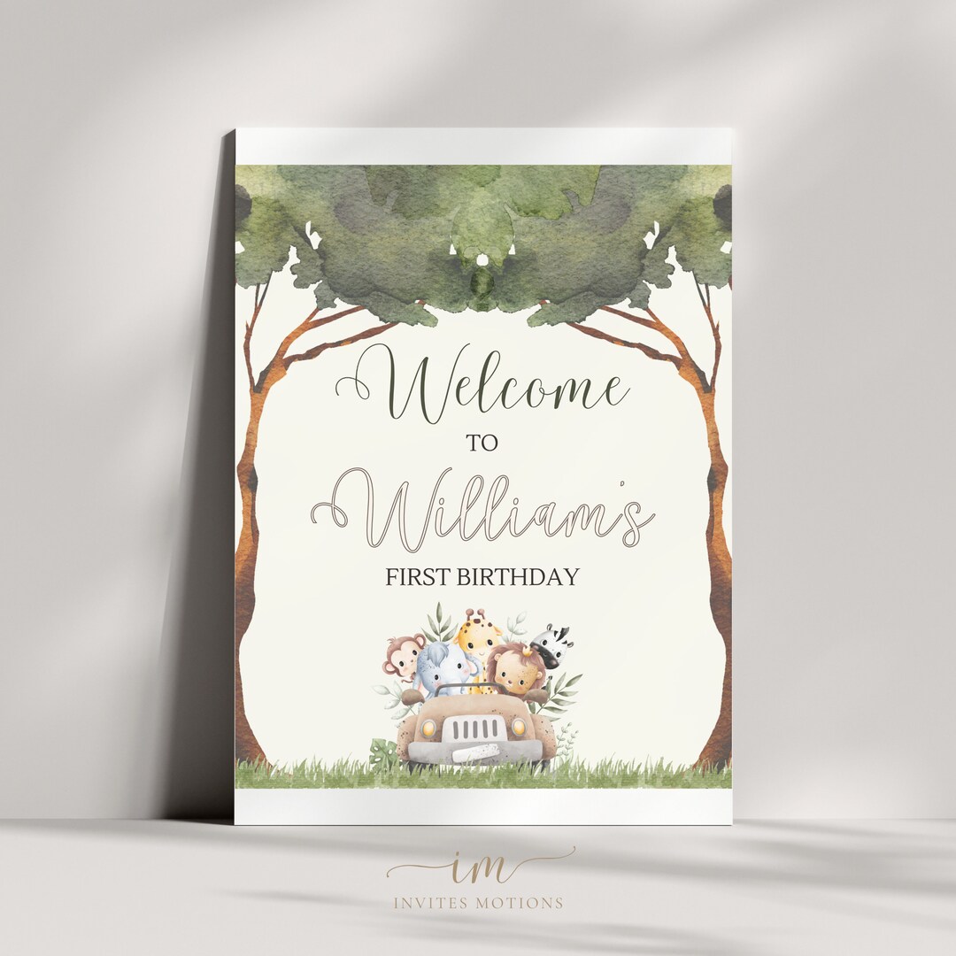 Editable Safari Party Welcome Sign for Jungle Theme Party Table Sign ...