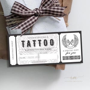 Tattoo-Geschenkgutschein, bearbeitbare Tattoo-Couponvorlage, druckbare Tattoo-Geschenkgutschein, personalisiertes Gutscheingeschenk, DIY-Gutscheinvorlage