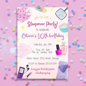 Sleepover Party Invitation Slumber Party Invite Printable Template Sleepover Birthday Editable Digital Slumber Party Invitation