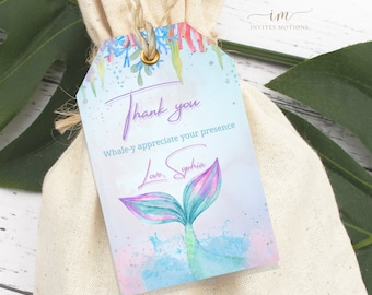 Editable Under the Sea Party Favor for Mermaid Party Thank You Tags for Under The Sea Theme Birthday Party Favor Tags Mermaid Printable GUS1