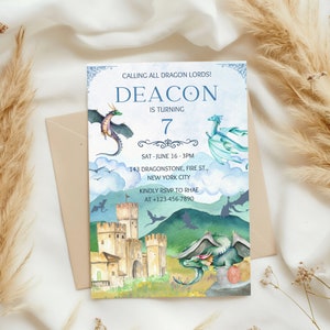 Dragon Birthday Party Invitation Dragon Lords Birthday Party Invite Printable Template Dragons Birthday Party Invitation