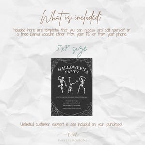 Skeleton Halloween Party Invitation, Spooky Costume Party Invite, Editable Trick or Treat Invitation Template image 4