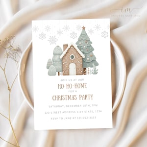 Gingerbread House Christmas Party Invitation: Editable Holiday Invite (Digital)