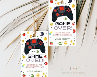 Video Game Birthday Party Tag, Gaming Controller Thank You Tag, Gaming Console Birthday Party Favor Tag, Video Games Birthday Party