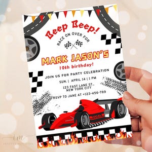 Race Car Birthday Party Invitation, Editable Sports Race Car Party Invite, Racing Car Birthday Invitation, Racer Party Invite