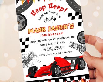 Race Car Birthday Party Invitation, Editable Sports Race Car Party Invite, Racing Car Birthday Invitation, Racer Party Invite