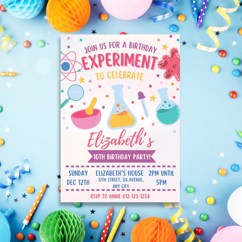 Mad Science Birthday Invitation, Editable Scientist Party, Lab ...