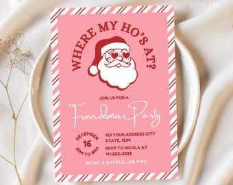 Christmas Party Invitation, Editable Friends Christmas Party Invite, Secret Santa Party Digital Invitation Template, Friendsmas Party
