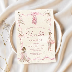 Ballet Birthday Invitation, Editable Ballerina Party, Dance and Twirl Invitation, Ballet Dancer Birthday Party Invite