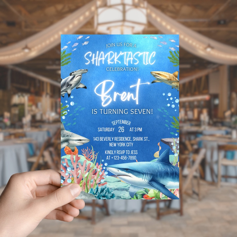 Shark Birthday Party Invitation Sharktastic Birthday Party Invite ...