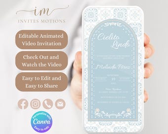 Cielito Lindo Baby Shower Invitation, Mexican Talavera Baby Shower Animated Invitation, Papel Picado Baby Shower Party Video Invite
