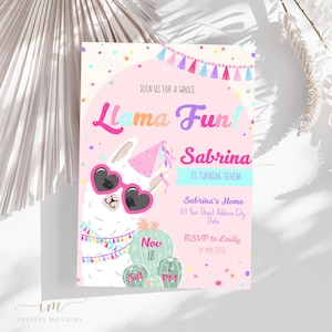 Llama Party Birthday Invitation, Fiesta Llama Party Invitation, Alpaca Birthday Invitation, Llama Fun Birthday Party Invitation