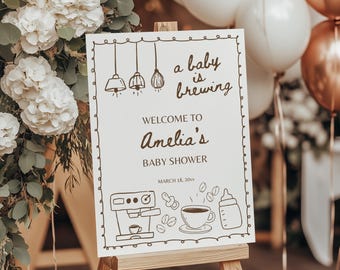 Baby braut Baby Shower Willkommensschild, Kaffeebohne Willkommensschild, Cafe Bebe Baby Shower Party Welcome Board Poster