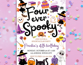 Spooky Birthday Invitation, Printable Halloween Birthday Invite, Digital Spooky Party Invitation, Trick or Treat Invitation