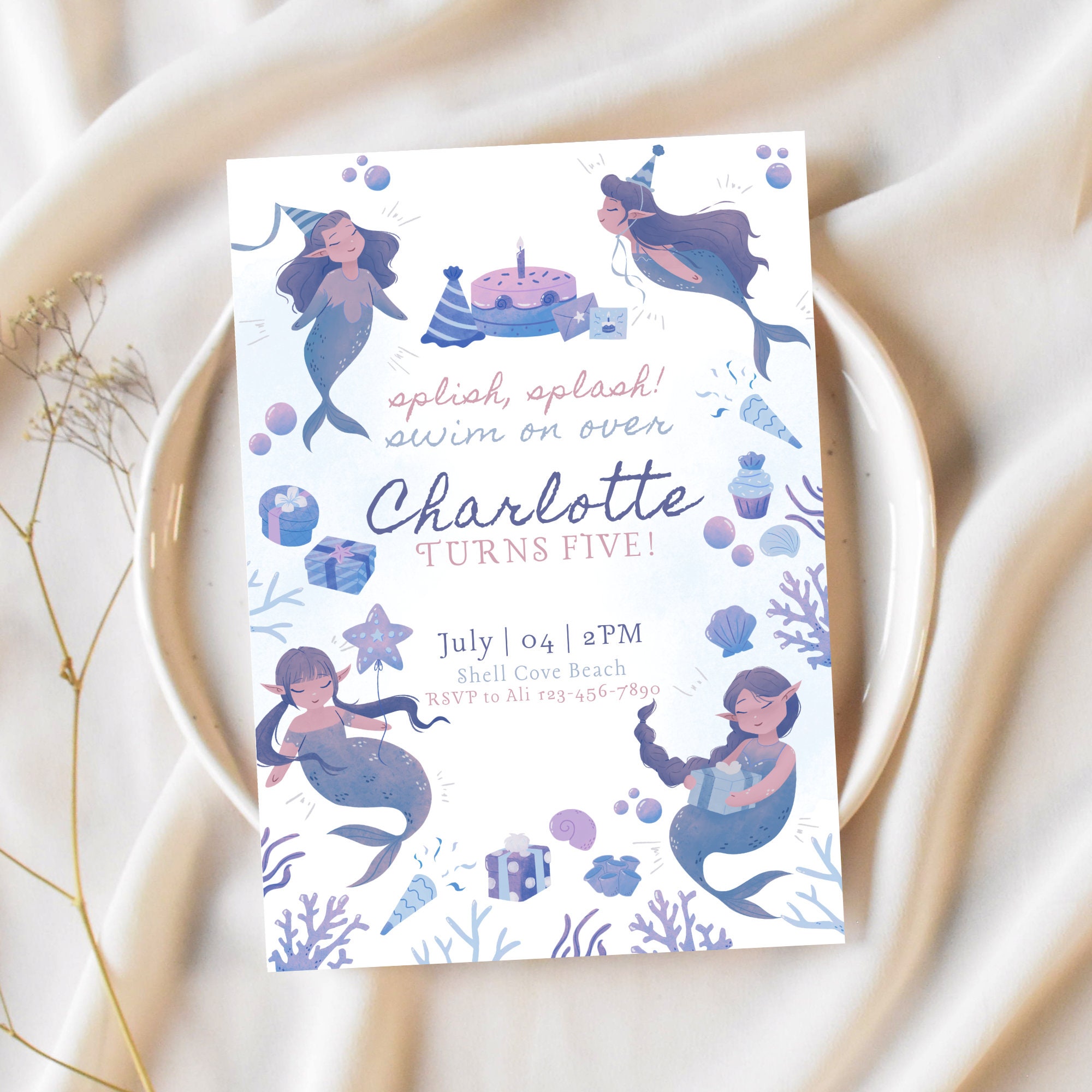 marmaid.no.1 Buy Mermaid Birthday Invitation for Mermaid Party Invite