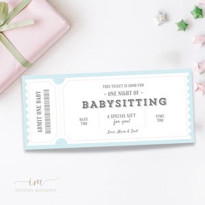 Bon cadeau garde d'enfants, modèle de coupon de garde d'enfants modifiable, chèque-cadeau imprimable pour garde d'enfants, bon de bricolage personnalisé pour garderie