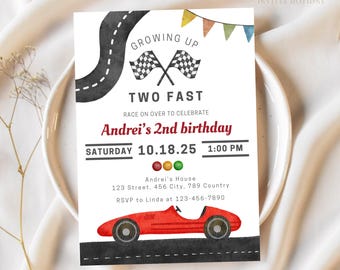 Race Car Birthday Party Invitation, Editable Red Race Car Party Invite, Racing Car Birthday Invitation, Racer Party Invite