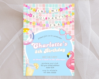 In My Pool Party Era Birthday Invitation, Editable Pool Party Pastel Invite, Swimming Party Digital Invitation Template, Summer Party Invite