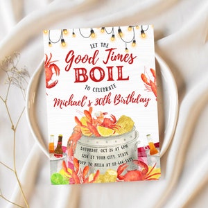 Seafood Birthday Invitation, Seafood Boil Party Invitation, Editable Crawfish Boil Invite Printable Template, Seafood Party Digital Invite
