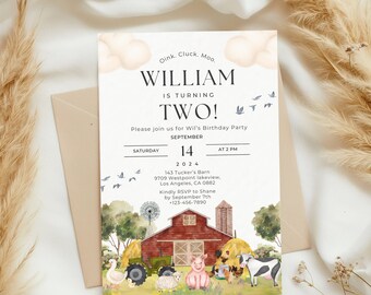 Barn Animals Birthday Invitation for Barnyard Invite Printable Template Farm Editable Digital Farm Animals Invitation Party Invite