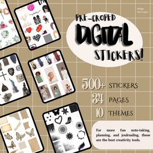 500+ Digital Stickers, good notes stickers, functional stickers, goodnotes widgets, digital sticky notes, boho goodnotes, onenote stickers