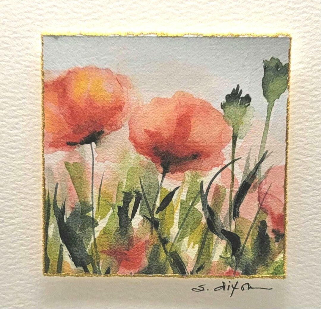 Ruby Poppies Ruby Red Poppies. Original Hand Painted Watercolor Greeting Card to ...